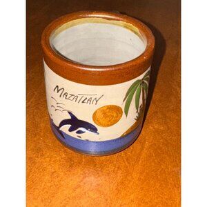 Handcrafted Mazatlan Ceramic Mug With Dolphin & Palm Tree Design